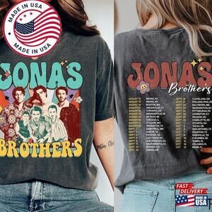 Jonas Brother Shirt Retro Brothers Five Albums One Night Tour T-shirt 2 sided